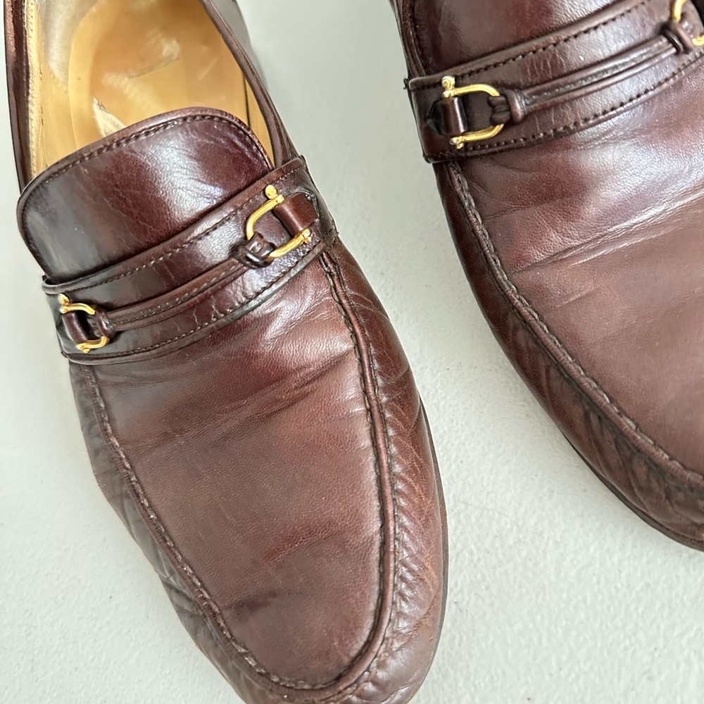 Gucci Brown Leather Loafers with Horsebit Detail - Picture 12 of 15